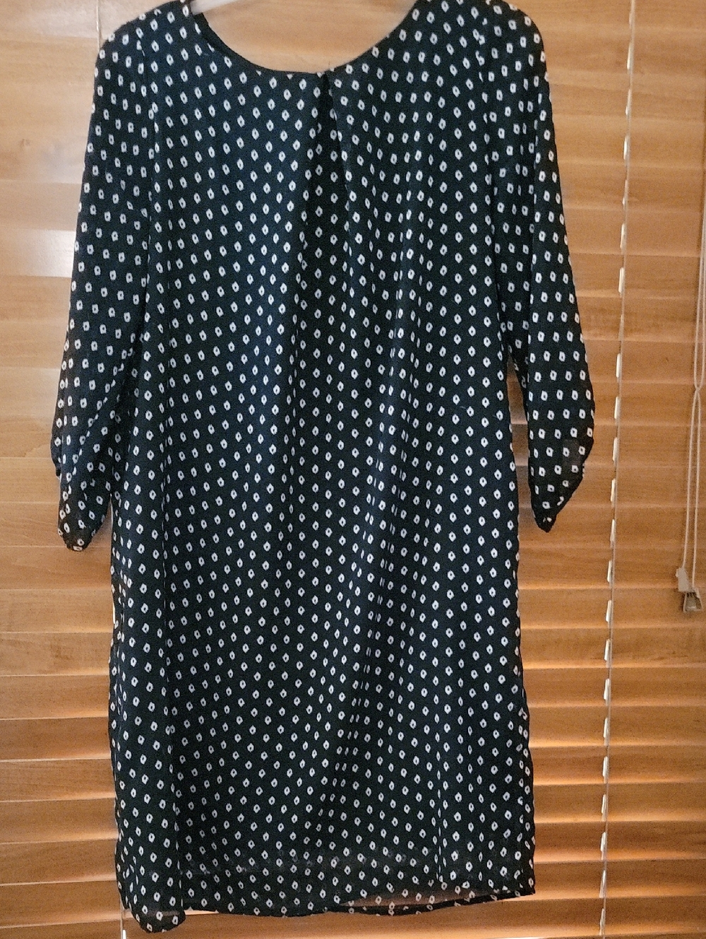 H&M Black Dress with White Diamond Print - Long Sleeve